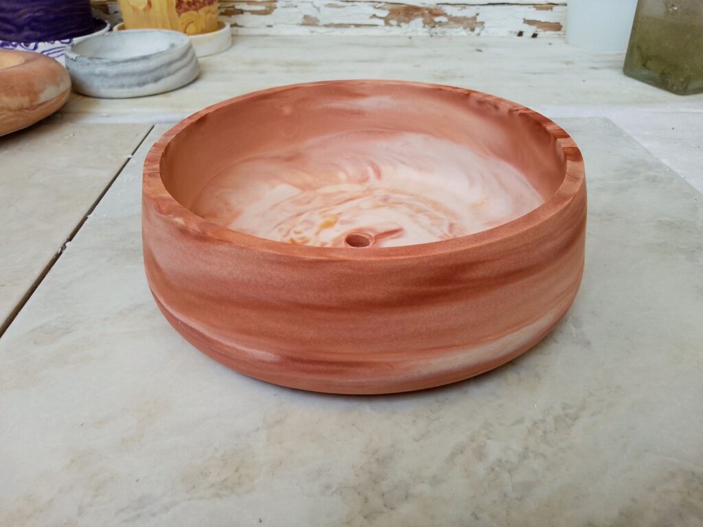 Round Pot teracotta marble Porcelain(με τρύπα)