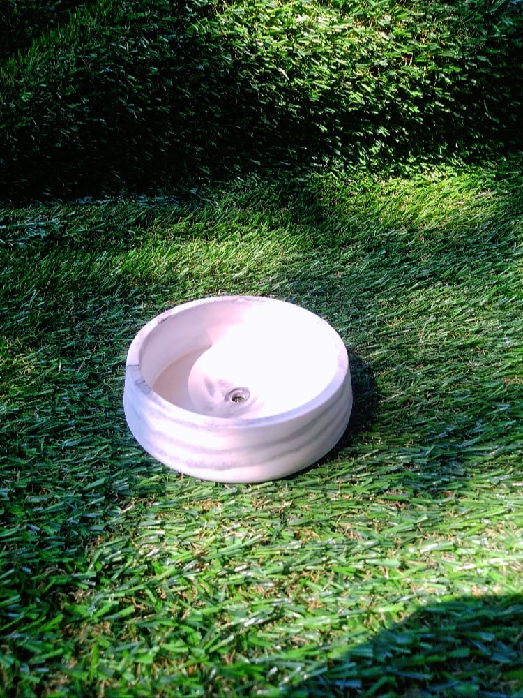 White Marble Porcelain Nest  small (με τρύπα)